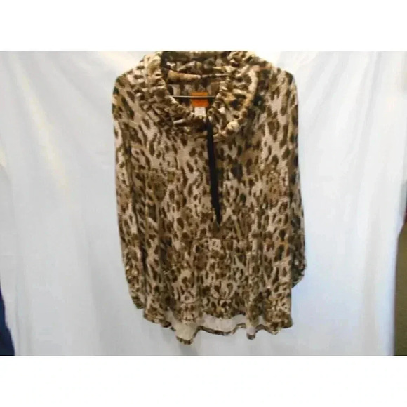 Ruby Rd Women 2X Animal Print Pullover cow neck Lightweight Top Sweatshirt - Picture 1 of 7
